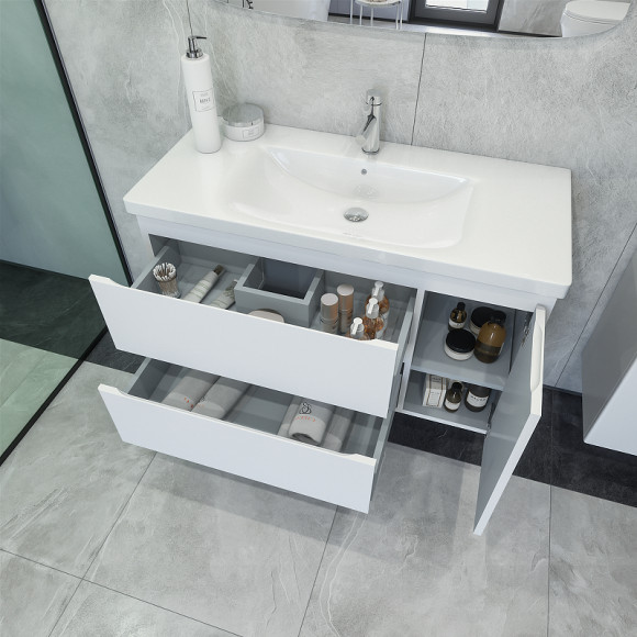 Тумба под раковину Caprigo Forte 100 36115R-SF027 подвесная Белая матовая