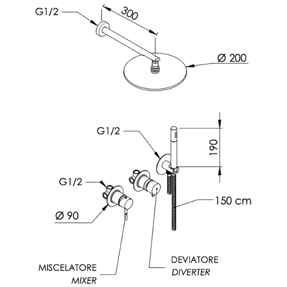 Душевая система Remer X-Style X96S02ODO Золото глянцевое Душевая система Remer X-Style X96S02ODO Золото глянцевое