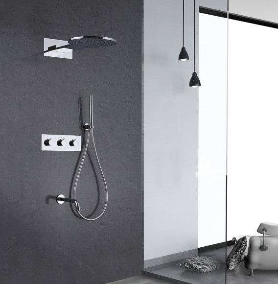 Душевая система Abber Wasser Kreis AF8150 с термостатом Хром Душевая система Abber Wasser Kreis AF8150 с термостатом Хром