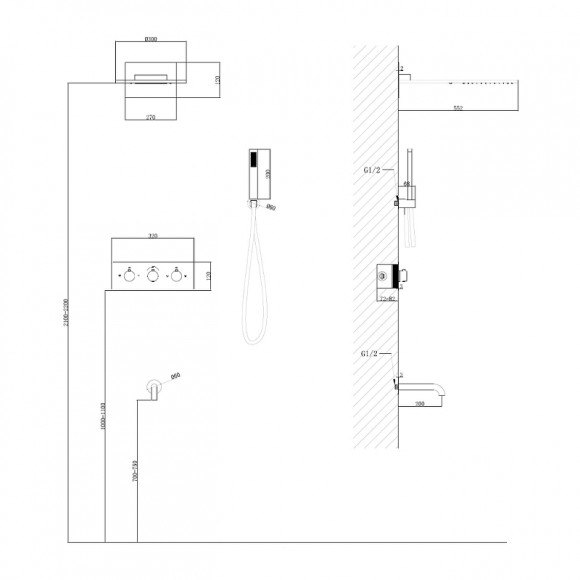 Душевая система Abber Wasser Kreis AF8150 с термостатом Хром Душевая система Abber Wasser Kreis AF8150 с термостатом Хром