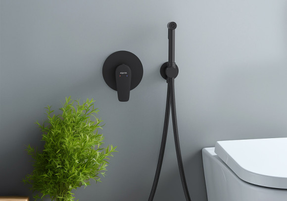 Гигиенический душ со смесителем Aquatek Бетта AQ1119MB Черный матовый