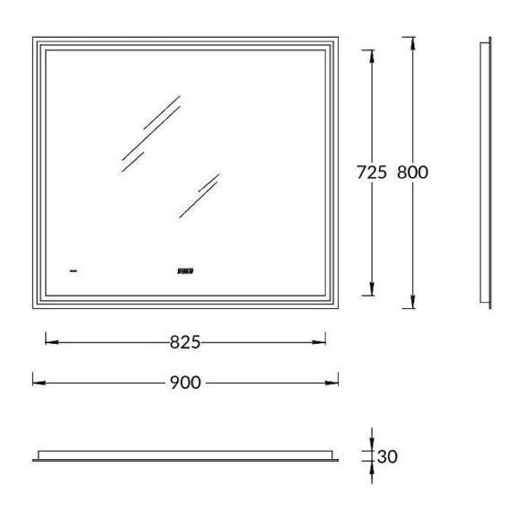 Зеркало Kerama Marazzi Tecno 90 TE.mi.90 с подсветкой с бесконтактным выключателем с подогревом и часами Зеркало Kerama Marazzi Tecno 90 TE.mi.90 с подсветкой с бесконтактным выключателем с подогревом и часами