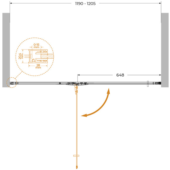 Душевая дверь Cezares Liner 120 L LINER-B-12-120-C-Cr-L профиль Хром стекло прозрачное