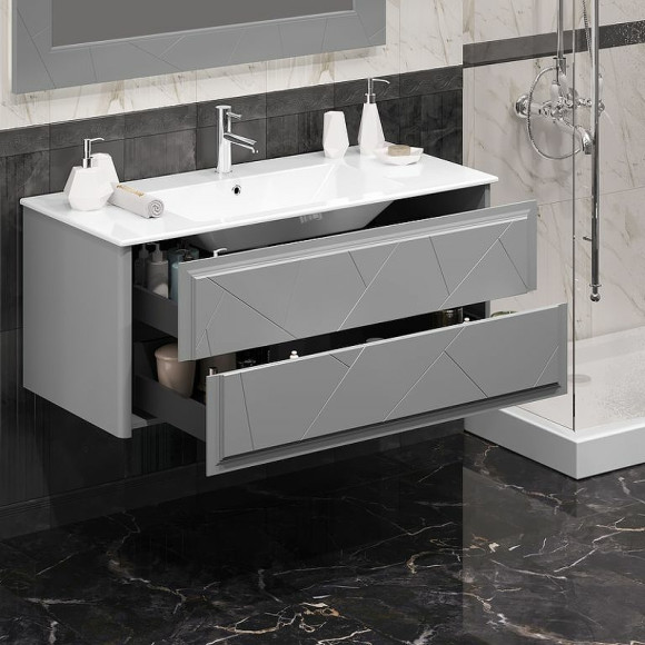 Тумба под раковину Opadiris Луиджи 120 00-00007192 подвесная Серая матовая