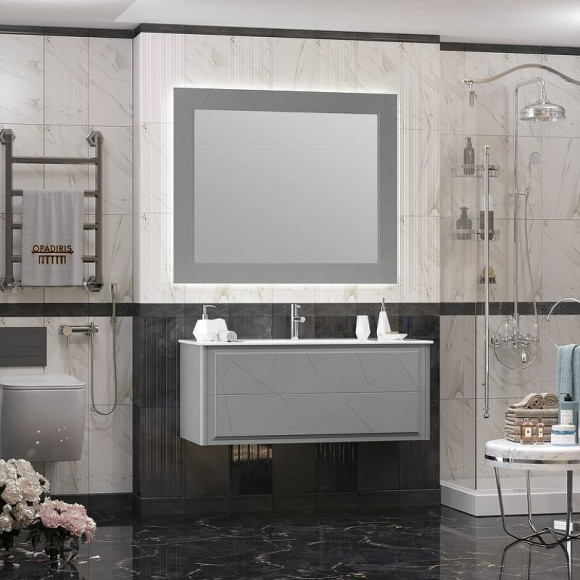 Тумба под раковину Opadiris Луиджи 120 00-00007192 подвесная Серая матовая