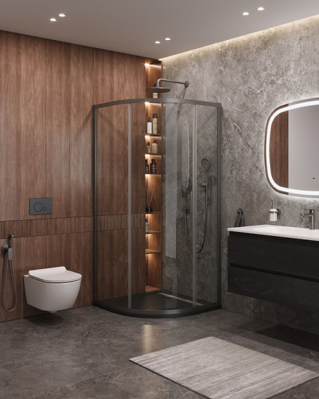 Душевой уголок Cezares Molveno 90x90 MOLVENO-R-1-90-C-GM-IV профиль Оружейная сталь стекло прозрачное Душевой уголок Cezares Molveno 90x90 MOLVENO-R-1-90-C-GM-IV профиль Оружейная сталь стекло прозрачное