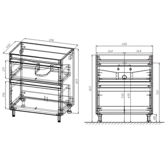 Тумба под раковину Style Line Атлантика 70 Люкс Plus СС-00002343 Старое дерево