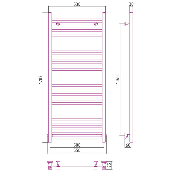 Водяной полотенцесушитель Сунержа Модус 1200х500 8025-0250-1250 Бледно-коричневый
