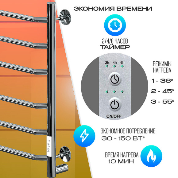 Электрический полотенцесушитель Ника Way-3 60/40 U Хром Электрический полотенцесушитель Ника Way-3 60/40 U Хром