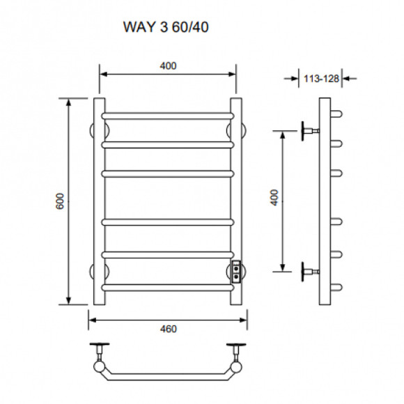 Электрический полотенцесушитель Ника Way-3 60/40 U Хром Электрический полотенцесушитель Ника Way-3 60/40 U Хром