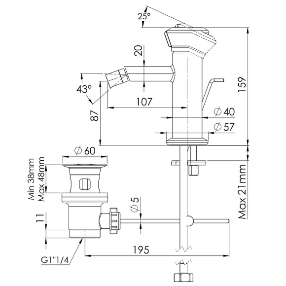 Смеситель для биде Remer Element ET20 Хром Смеситель для биде Remer Element ET20 Хром