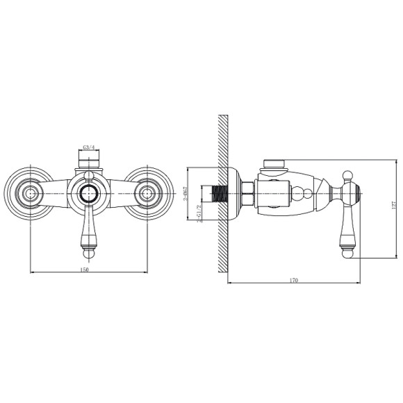 Смеситель для душа Caprigo Fonte 12-517-crm Хром