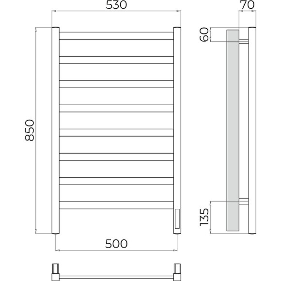 Электрический полотенцесушитель Terminus Ното П8 500х850 4670078544537 Хром Электрический полотенцесушитель Terminus Ното П8 500х850 4670078544537 Хром