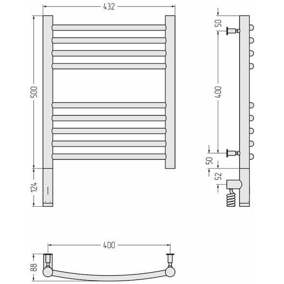 Электрический полотенцесушитель Сунержа Богема 3.0 500x400 L 00-5802-5040 Хром