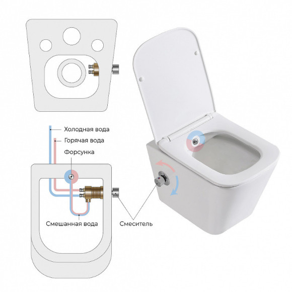Унитаз биде BelBagno Due BB3103CHR-BS/SC подвесной с сиденьем Микролифт Унитаз биде BelBagno Due BB3103CHR-BS/SC подвесной с сиденьем Микролифт