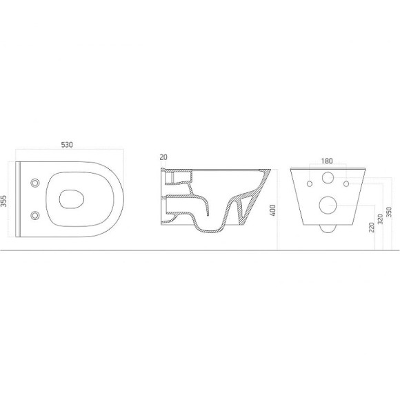Унитаз Boheme Bello 971-W подвесной Белый глянец без сиденья