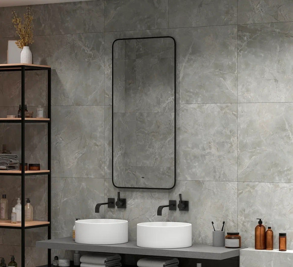 Зеркало Континент Torry 600х1200 ЗЛП1533 с подсветкой Черное с бесконтактным выключателем