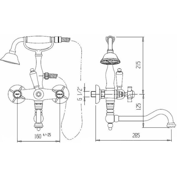Смеситель для ванны Cezares Golf GOLF-VDP2-03/24-M Золото 24 карат Смеситель для ванны Cezares Golf GOLF-VDP2-03/24-M Золото 24 карат