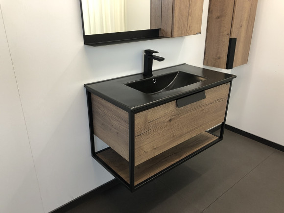 Тумба с раковиной Comforty Бонн 90 00-00001937 подвесная Дуб темный