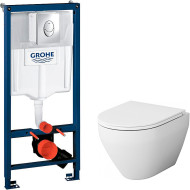 Комплект унитаза AM.PM Spirit FlashClean C701700WH+C707857WH с инсталляцией Grohe Rapid SL 38721001 с сиденьем Микролифт и клавишей смыва Хром Комплект унитаза AM.PM Spirit FlashClean C701700WH+C707857WH с инсталляцией Grohe Rapid SL 38721001 с сиденьем Микролифт и клавишей смыва Хром