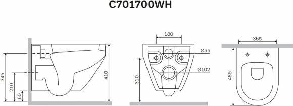 Комплект унитаза AM.PM Spirit FlashClean C701700WH+C707857WH с инсталляцией Grohe Rapid SL 38721001 с сиденьем Микролифт и клавишей смыва Хром