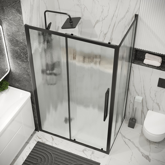 Душевой уголок Grossman Cosmo 120х80 120.K33.02.1280.21.02 профиль Черный матовый стекло шиншилла Душевой уголок Grossman Cosmo 120х80 120.K33.02.1280.21.02 профиль Черный матовый стекло шиншилла