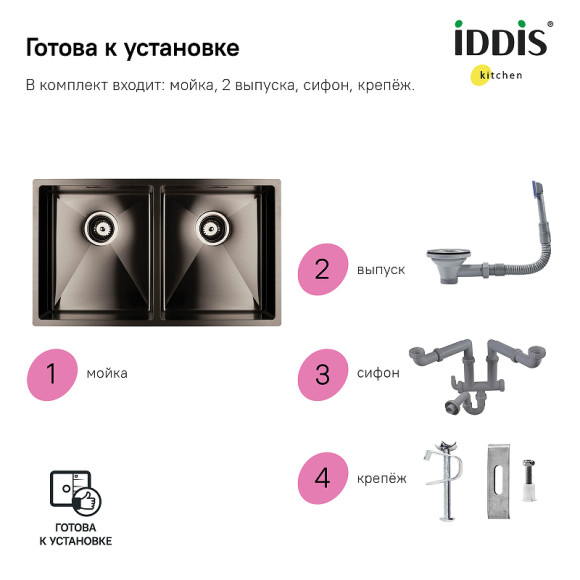 Кухонная мойка Iddis Edifice 75 EDI75G2i77 Графит
