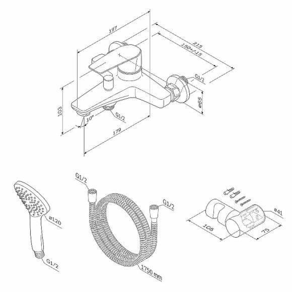 Смеситель для ванны AM.PM Gem F90A15000 Хром Смеситель для ванны AM.PM Gem F90A15000 Хром