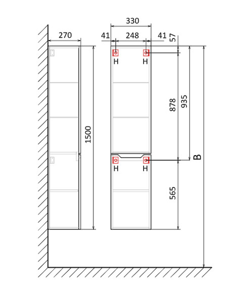 Шкаф пенал Jorno Slide 33 Sli.04.150/P/W подвесной Белый Шкаф пенал Jorno Slide 33 Sli.04.150/P/W подвесной Белый