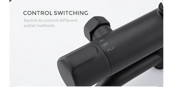 Душевая система Gappo G90 G2490-6 с термостатом Черная матовая Душевая система Gappo G90 G2490-6 с термостатом Черная матовая