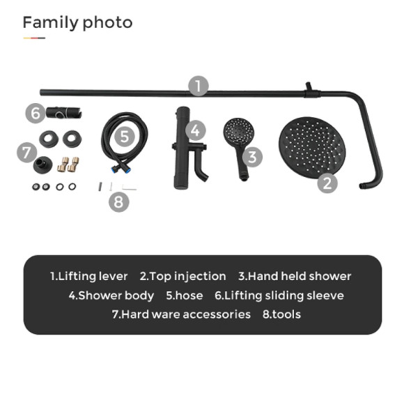 Душевая система Gappo G90 G2490-6 с термостатом Черная матовая Душевая система Gappo G90 G2490-6 с термостатом Черная матовая