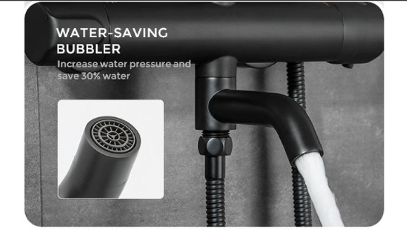 Душевая система Gappo G90 G2490-6 с термостатом Черная матовая Душевая система Gappo G90 G2490-6 с термостатом Черная матовая