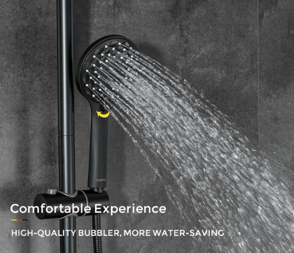 Душевая система Gappo G90 G2490-6 с термостатом Черная матовая Душевая система Gappo G90 G2490-6 с термостатом Черная матовая