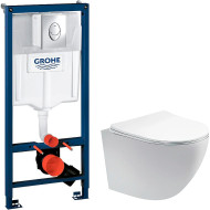 Комплект унитаза Aquatek Европа AQ1900-00 с инсталляцией Grohe Rapid SL 38721001 с сиденьем Микролифт и клавишей смыва Хром Комплект унитаза Aquatek Европа AQ1900-00 с инсталляцией Grohe Rapid SL 38721001 с сиденьем Микролифт и клавишей смыва Хром