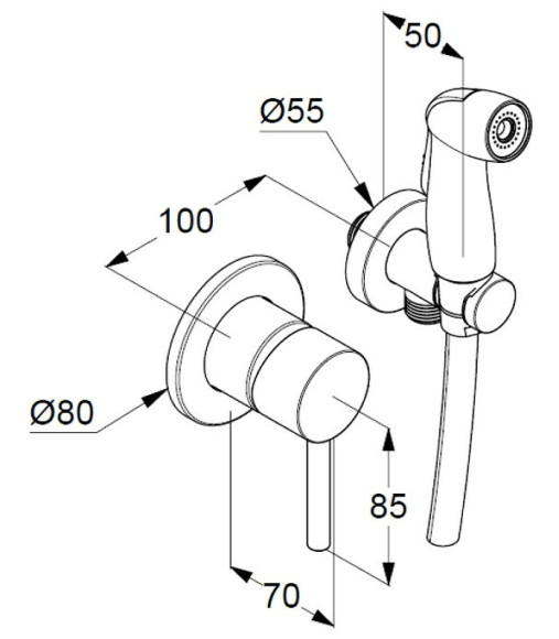 Гигиенический душ со смесителем Kludi Bozz 389990576 Хром