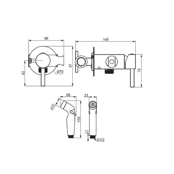Гигиенический душ со смесителем Damixa Redblu Option 211000000 Хром