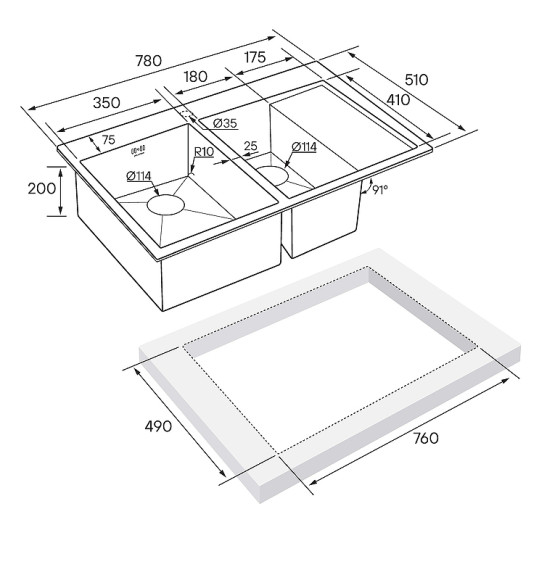 Кухонная мойка Paulmark Kroner 78/2SF PM227851-BGL Брашированное золото
