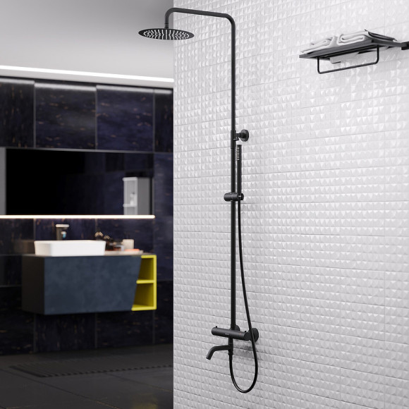 Душевая система Berges Kalisto 3R 075022 с термостатом Черная матовая Душевая система Berges Kalisto 3R 075022 с термостатом Черная матовая