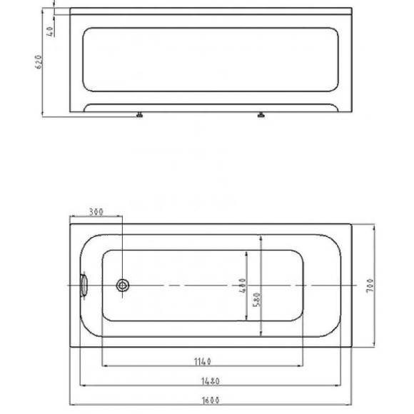 Акриловая ванна Azario Bella 160х70 AV.0020160 без гидромассажа