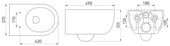 Комплект унитаза с инсталляцией Berges Ego Rimless 525 047215 с сиденьем Микролифт и Черной клавишей смыва