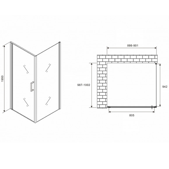 Душевой уголок Abber Sonnenstrand 90х100 AG04090M-S100M профиль Хром стекло матовое Душевой уголок Abber Sonnenstrand 90х100 AG04090M-S100M профиль Хром стекло матовое