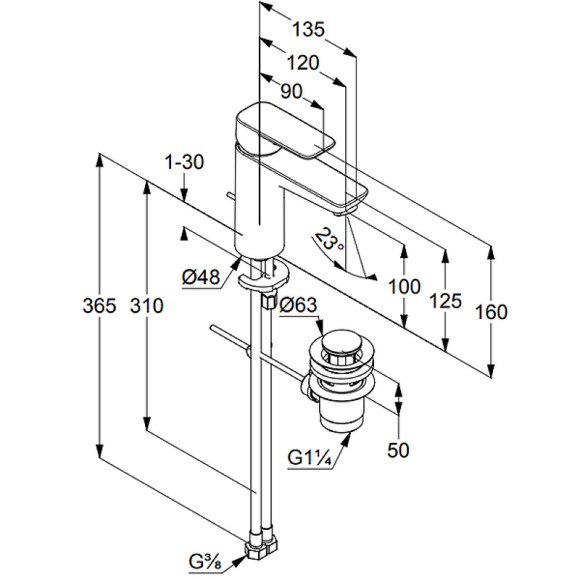 Смеситель для раковины Kludi Pure Style 402900575 Хром