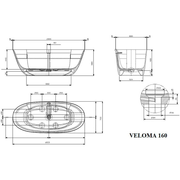 Ванна из искусственного камня Plumberia Selection VELOMA 160BD 160x70 Белая матовая Blu denim без гидромассажа Ванна из искусственного камня Plumberia Selection VELOMA 160BD 160x70 Белая матовая Blu denim без гидромассажа