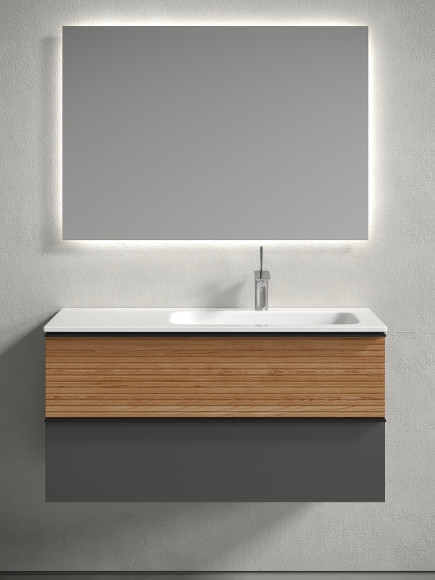 Тумба под раковину Sancos Delta 100 R DL100RGR подвесная Дуб красный Графит