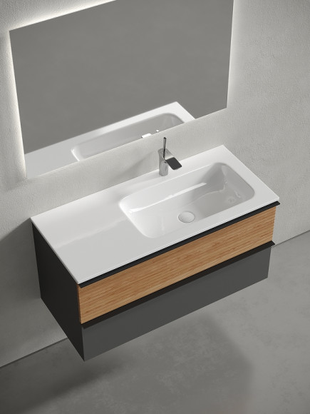 Тумба под раковину Sancos Delta 100 R DL100RGR подвесная Дуб красный Графит