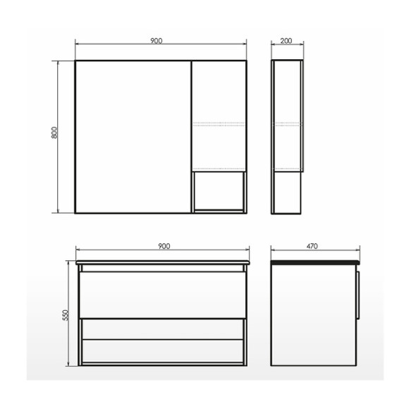 Зеркало со шкафом Comforty Бордо 90 00-00006663 Дуб тёмно-коричневый