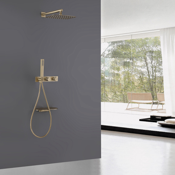 Душевая система Abber Rund AF8750G с термостатом Золото матовое Душевая система Abber Rund AF8750G с термостатом Золото матовое
