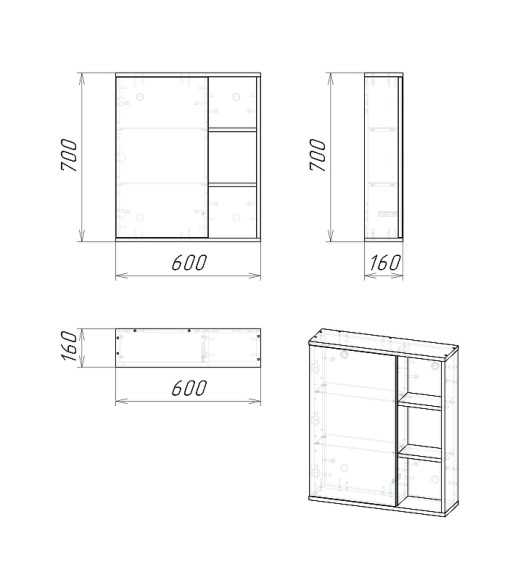 Зеркальный шкаф Grossman Форта 60 2060032 Темный дуб галифакс