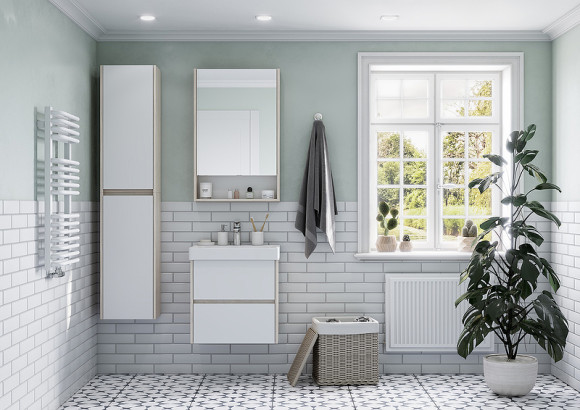 Зеркальный шкаф Aquaton Сканди 55 1A252102SDB20 Белый Дуб верона