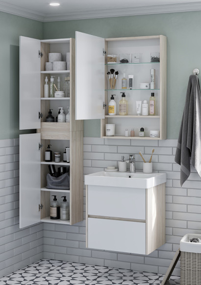 Зеркальный шкаф Aquaton Сканди 55 1A252102SDB20 Белый Дуб верона